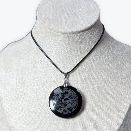 Pendentif Phoenix Obsidienne Noir