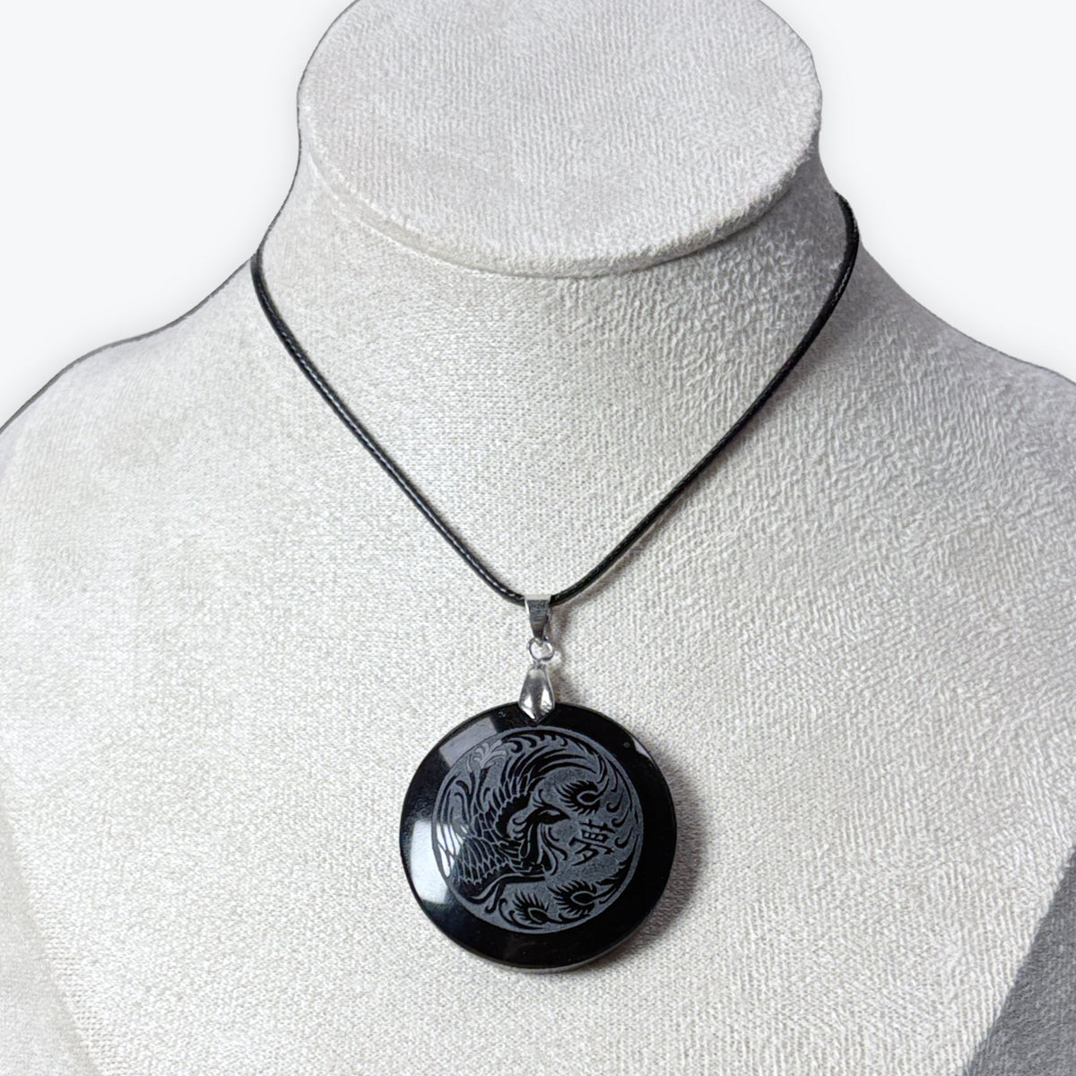 Pendentif Phoenix Obsidienne Noir