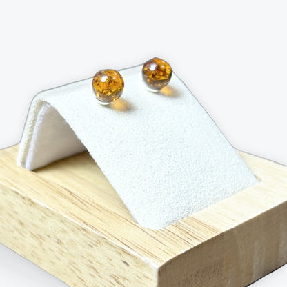 Boucle d'oreilles Ambre à puce - Argent 925