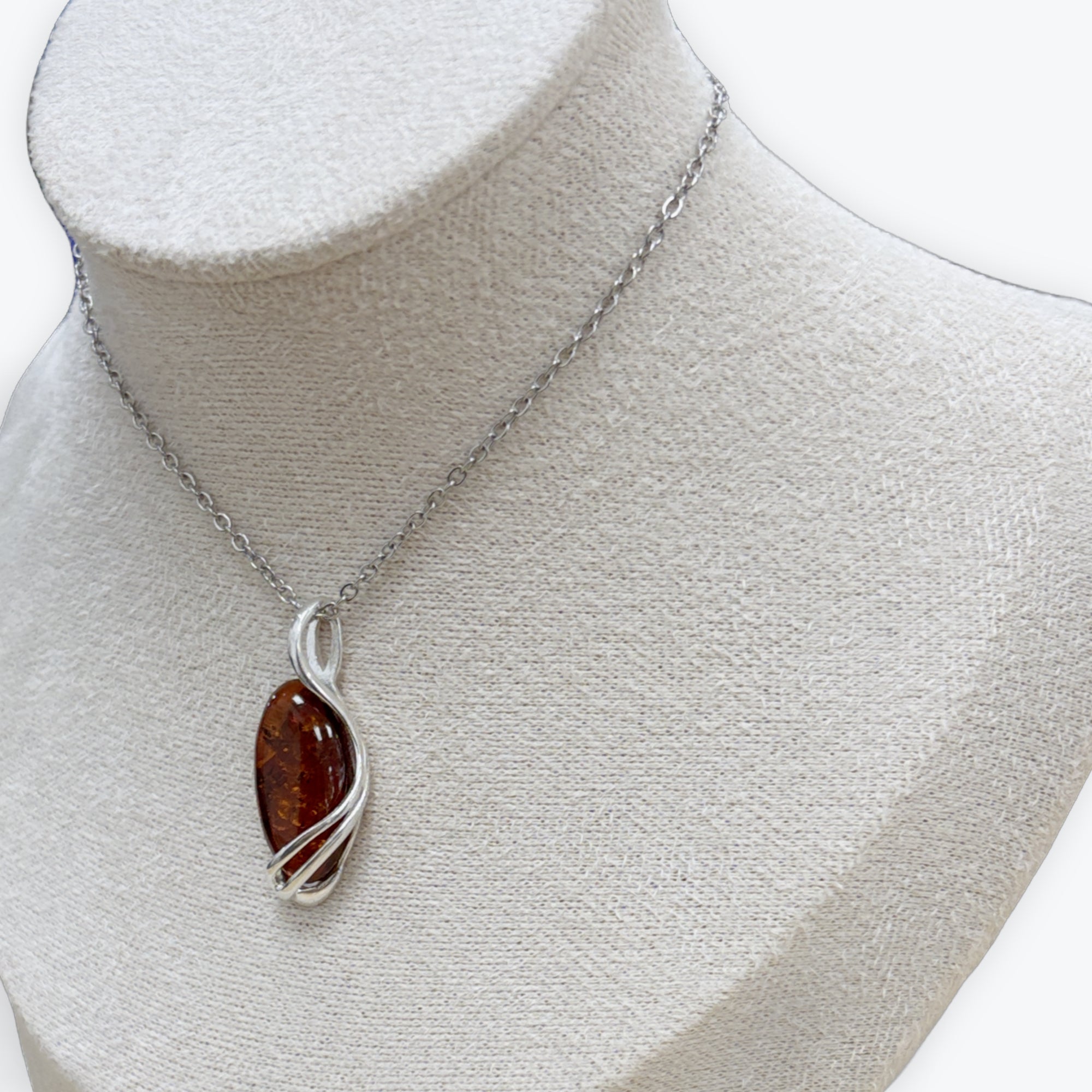 Pendentif Ambre Ovale 2,06gr -  Argent 925
