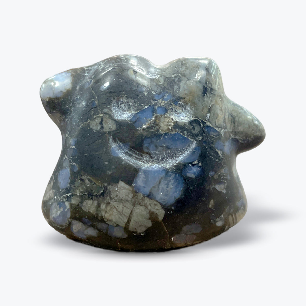 Figurine Pokémon Métamorphe sculptée en Labradorite, Obsidienne Neige et Aventurine - Pièce unique | 42gr - 4x2,5cm