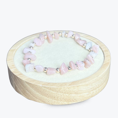 Bracelet En Opale Rose Baroque Et Décorations Dorées