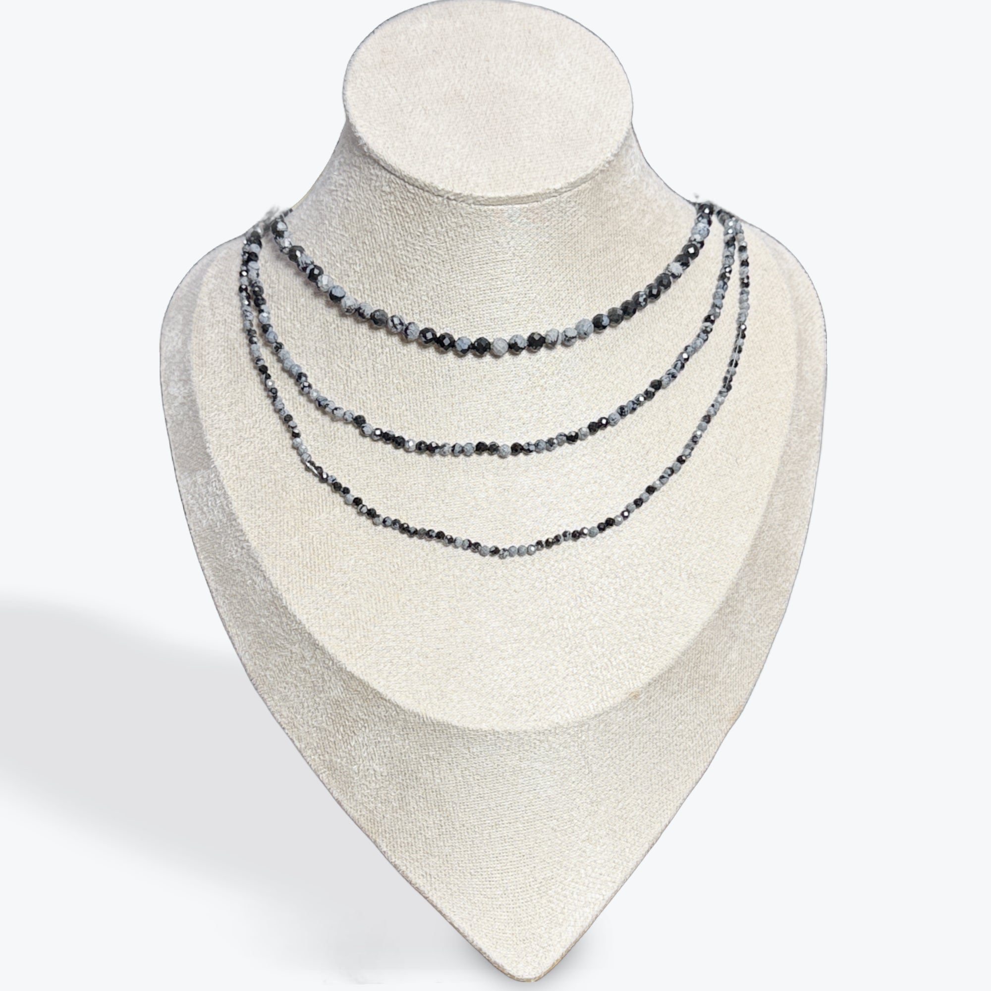 Collier Obsidienne Neige facetté