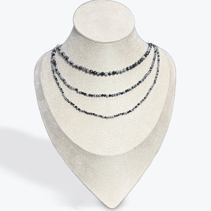 Collier Obsidienne Neige facetté