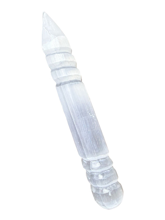 Baguette de massage en sélénite, pierre naturelle du Maroc, Grand, Petit, 20x3cm, 243 g