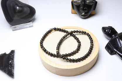 Bracelet Obsidienne Dorée