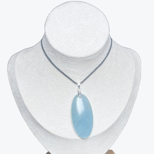 Pendentif Aigue - marine ovale – photo 2