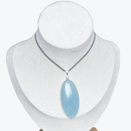 Pendentif Aigue - marine ovale – photo 2