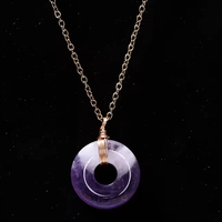 Collier ras du cou boucle de paix en Améthyste avec chaîne en acier inoxydable