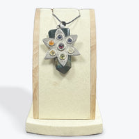 Pendentif Pointe Agate avec Fleur 7 Chakras