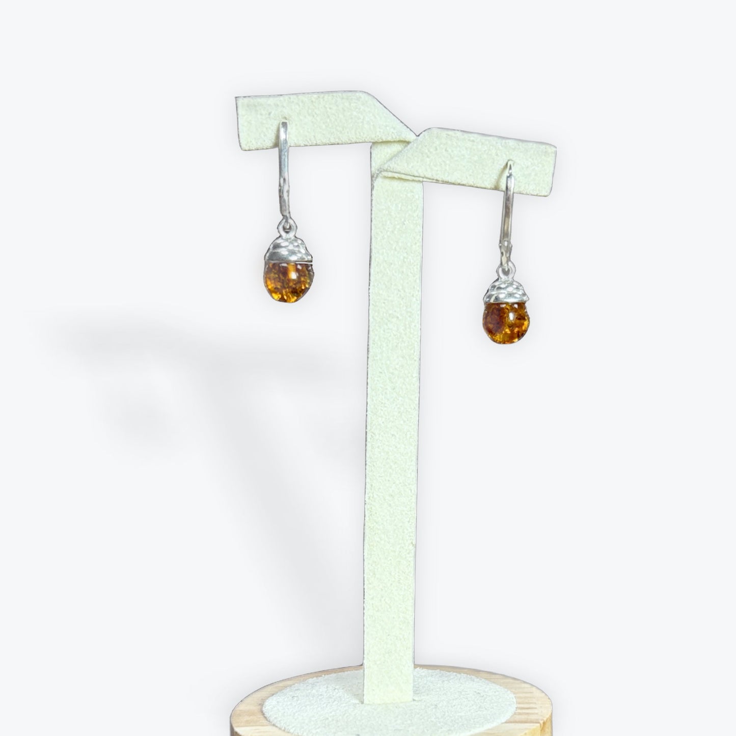 Boucle d'oreilles perle en Ambre pendante
