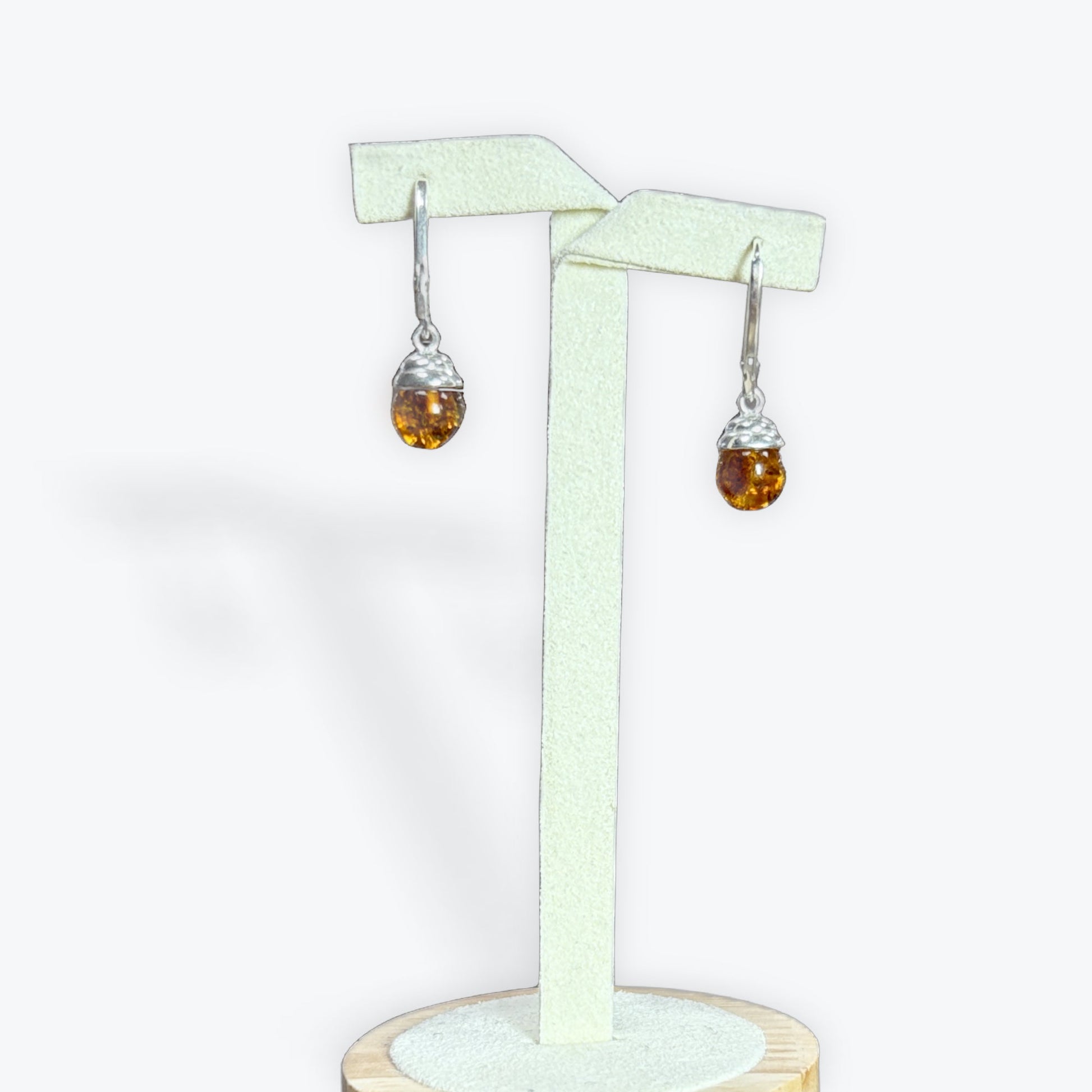 Boucle d'oreilles perle en Ambre pendante