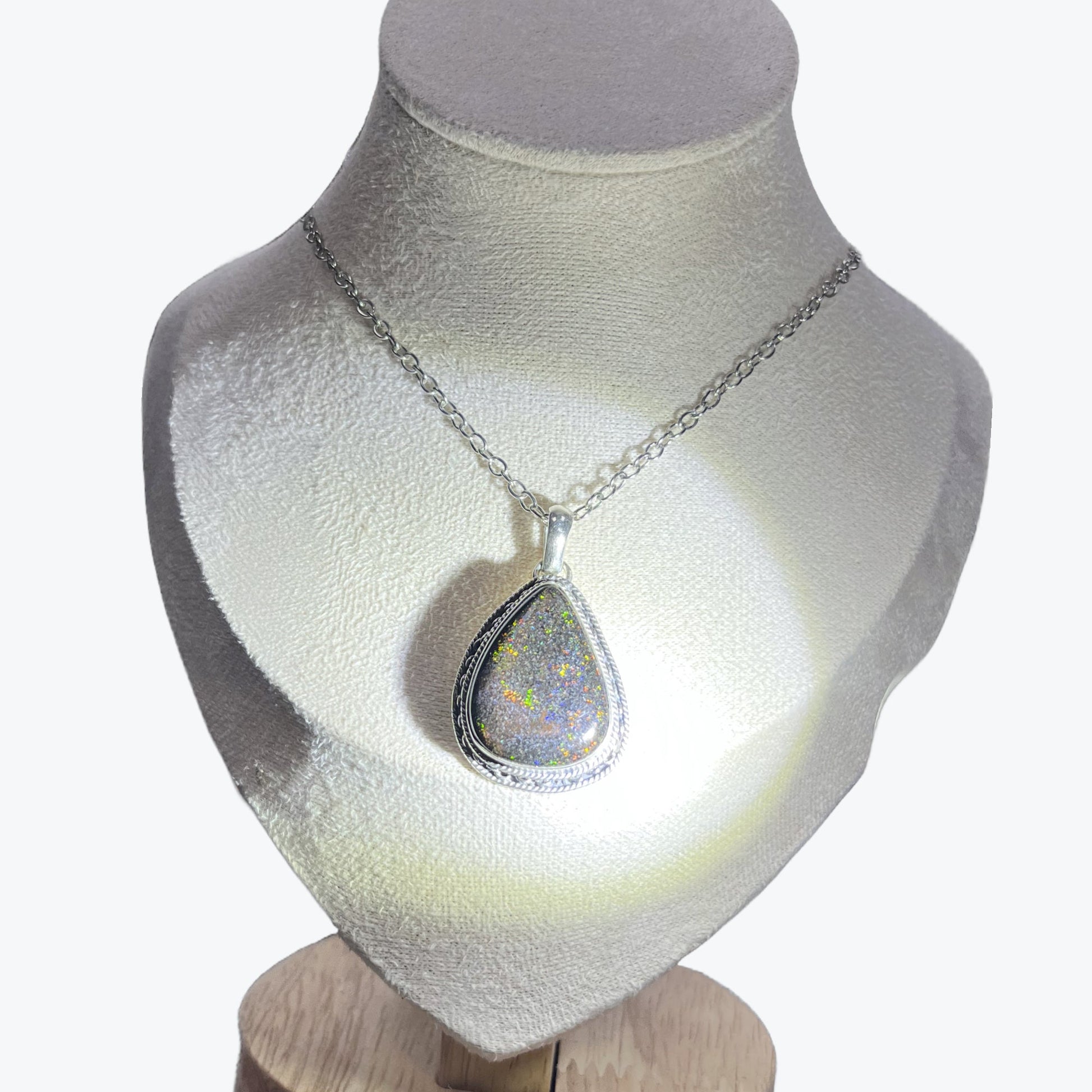 Pendentif Opale Noir en argent 925 - 2