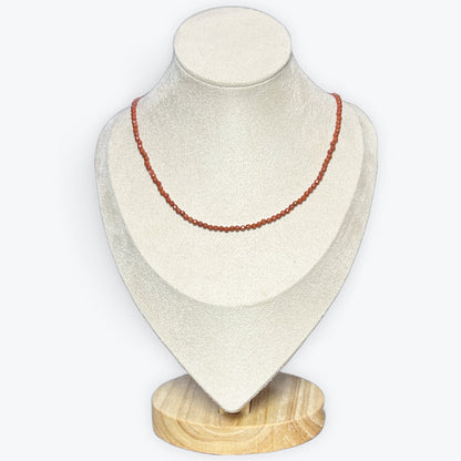 Collier jaspe rouge facetté – photo 3