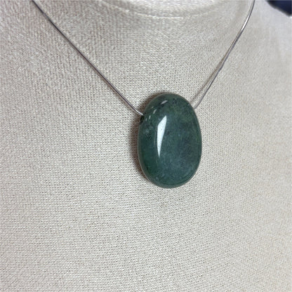 Pendentif Agate mousse percée - Cordon offert