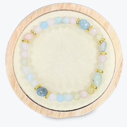Bracelet En Morganite + Apprets Ronds Dorés