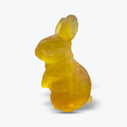 Figurine Lapin Assis en Fluorite Jaune Naturelle de Chine - Pièce unique | 74gr - 6x3cm