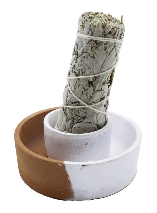 Brûleur Sauge Terre Cuite Bicolore 9cm
