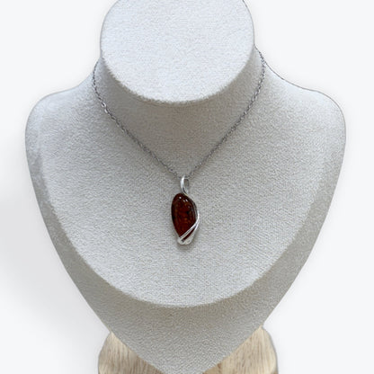 Pendentif Ambre Ovale 2,06gr -  Argent 925