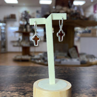 Boucle d'oreilles ambre pendante croix  et Argent 925