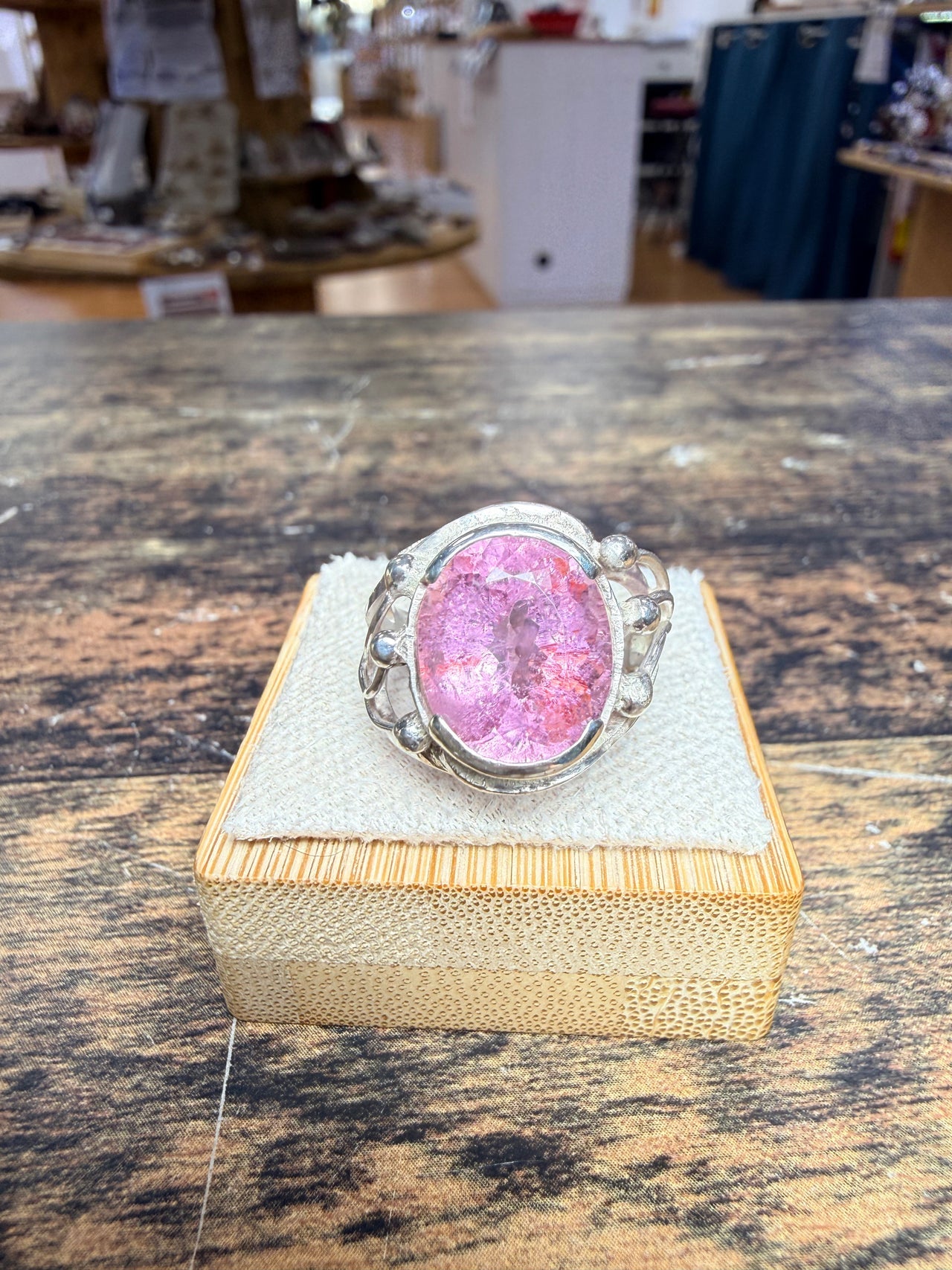 Bague Tourmaline rose semi-clos