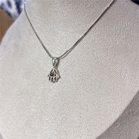 Pendentif Ambre main Khamsa - Argent 925