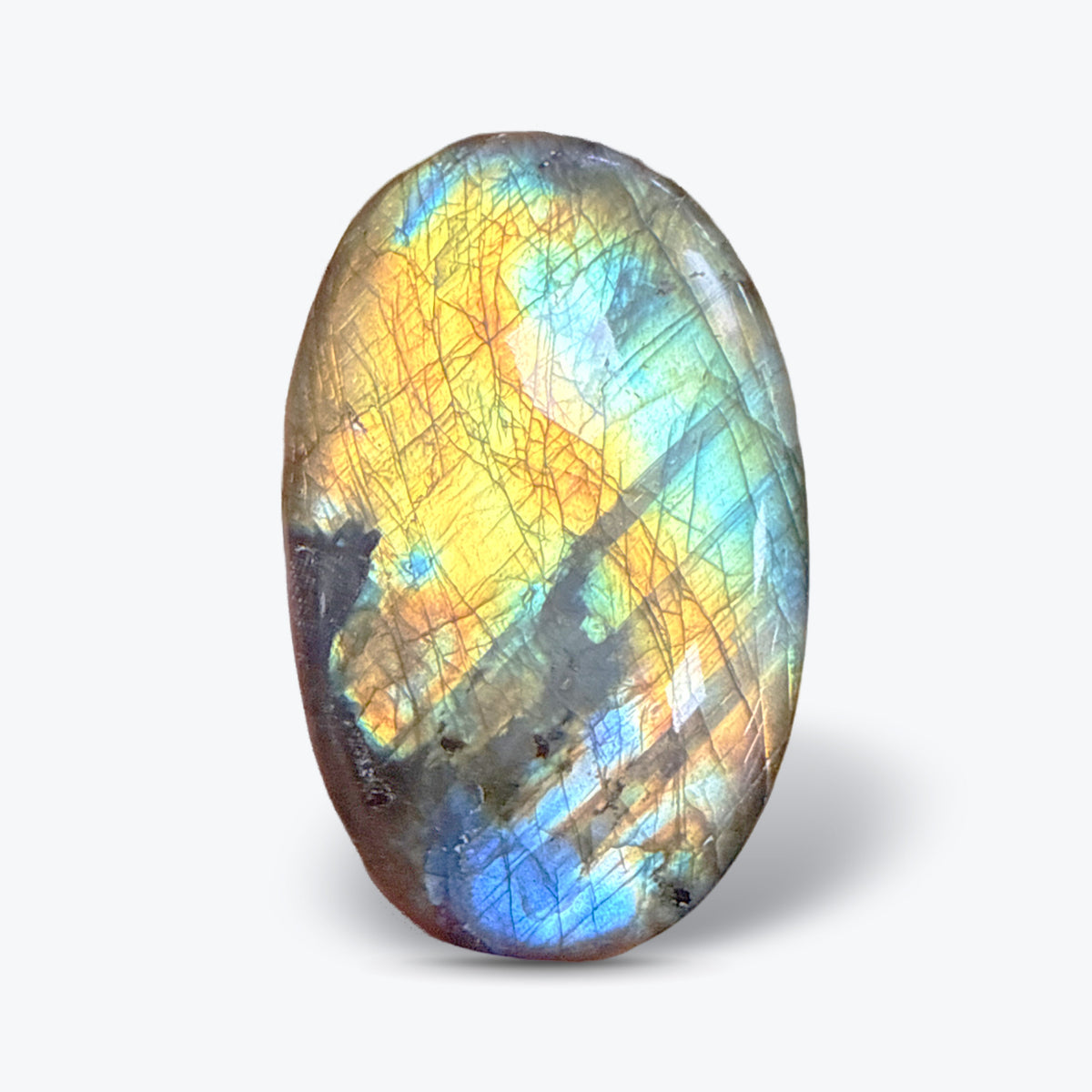 Galet Ovale Poli en Labradorite Naturelle Orange de Madagascar – 4 tailles, 6 à 11 cm