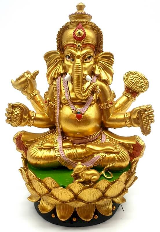 Statue Résine Ganesh Doré sur Socle