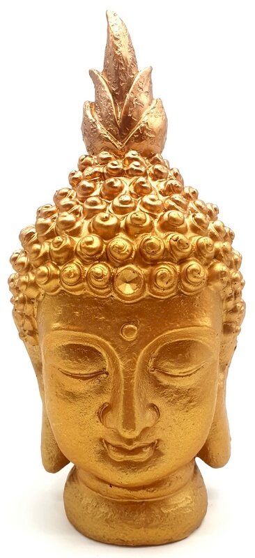 Statue Résine Tête de Bouddha Or 28cm