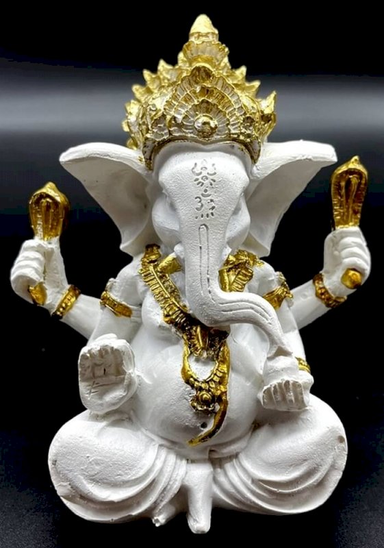 Statue Résine Ganesh Blanc 13cm