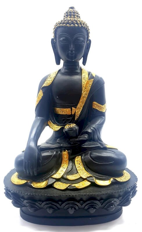Statue Résine Bouddha & Bol Noir