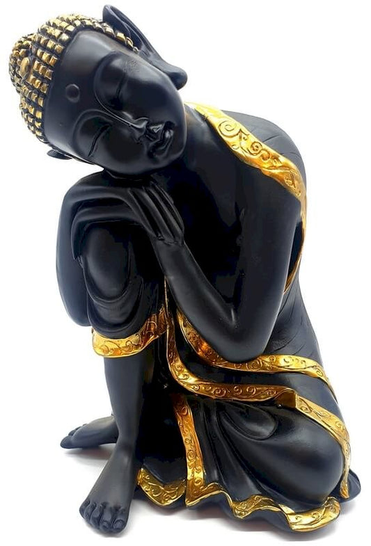 Statue Résine Bouddha Penseur Noir 28cm