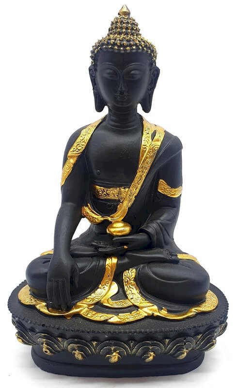 Statue Résine Bouddha & Bol Noir