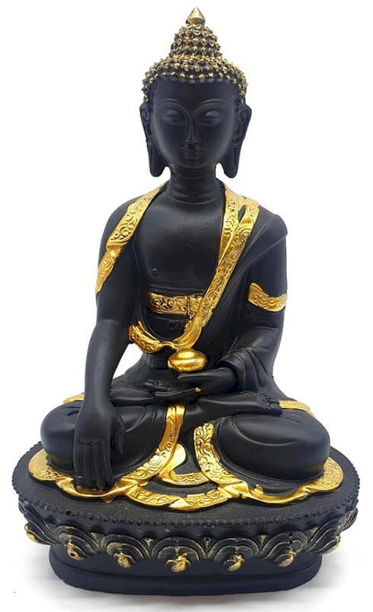 Statue Résine Bouddha & Bol Noir