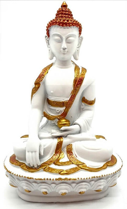 Statue Résine Bouddha & Bol Blanc