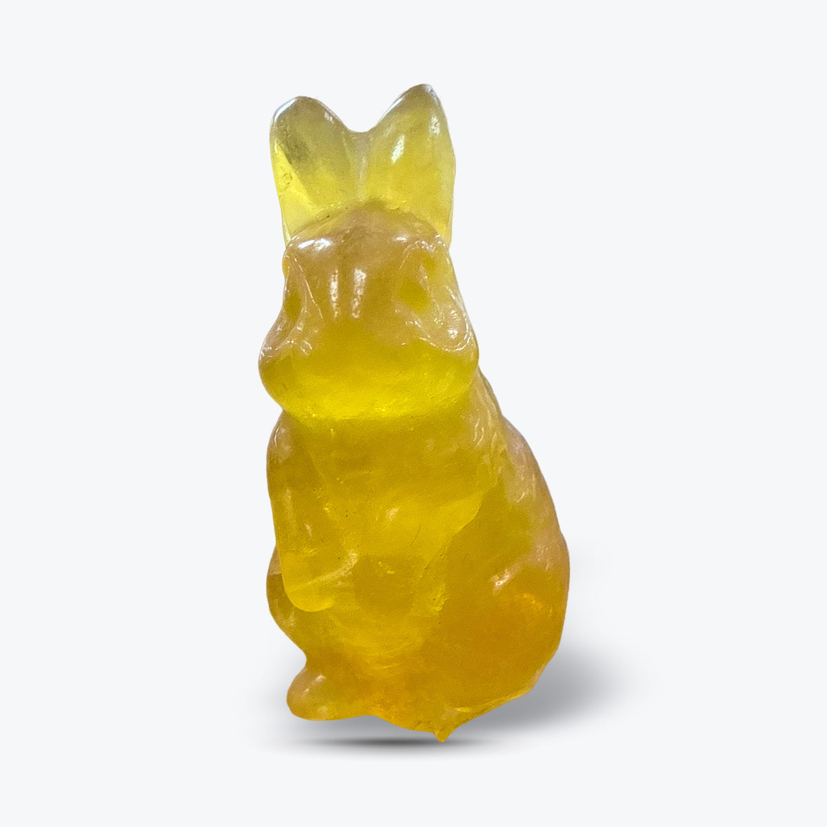 Figurine Lapin Assis en Fluorite Jaune Naturelle de Chine - Pièce unique | 74gr - 6x3cm