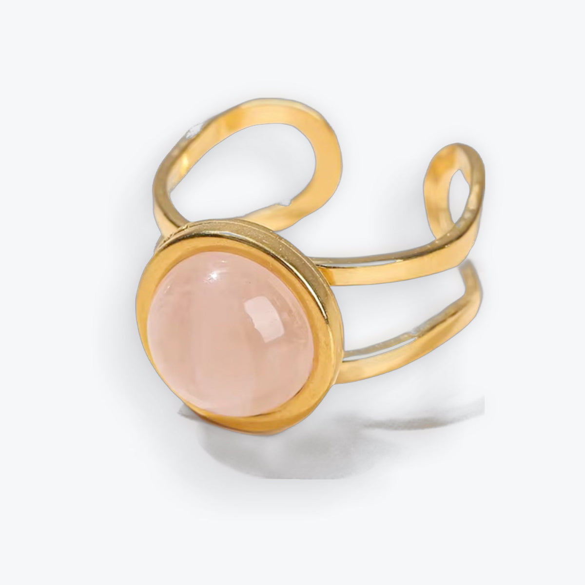 Bague Ajustable en Acier Inoxydable - Quartz rose