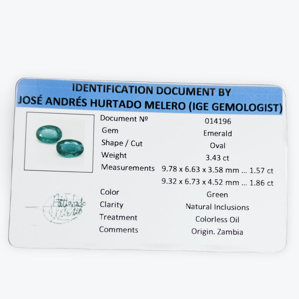 Gemme Lot De Deux Émeraude Poire 3,43 Carats