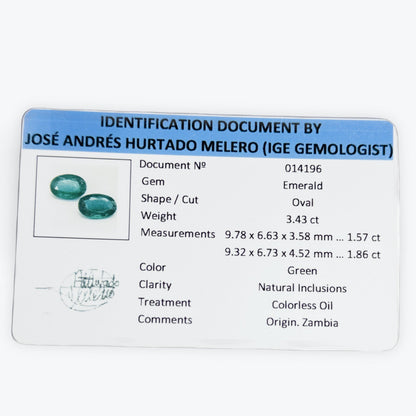 Gemme Lot De Deux Émeraude Poire 3,43 Carats
