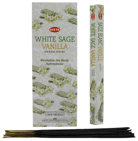 Encens HEM Sauge Blanche & Vanille 6x20g