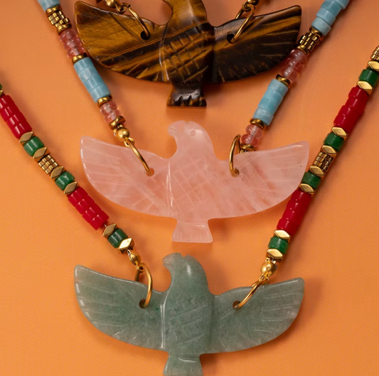 Collier BOHO Aigle Acier — Perles Pierres Naturelles