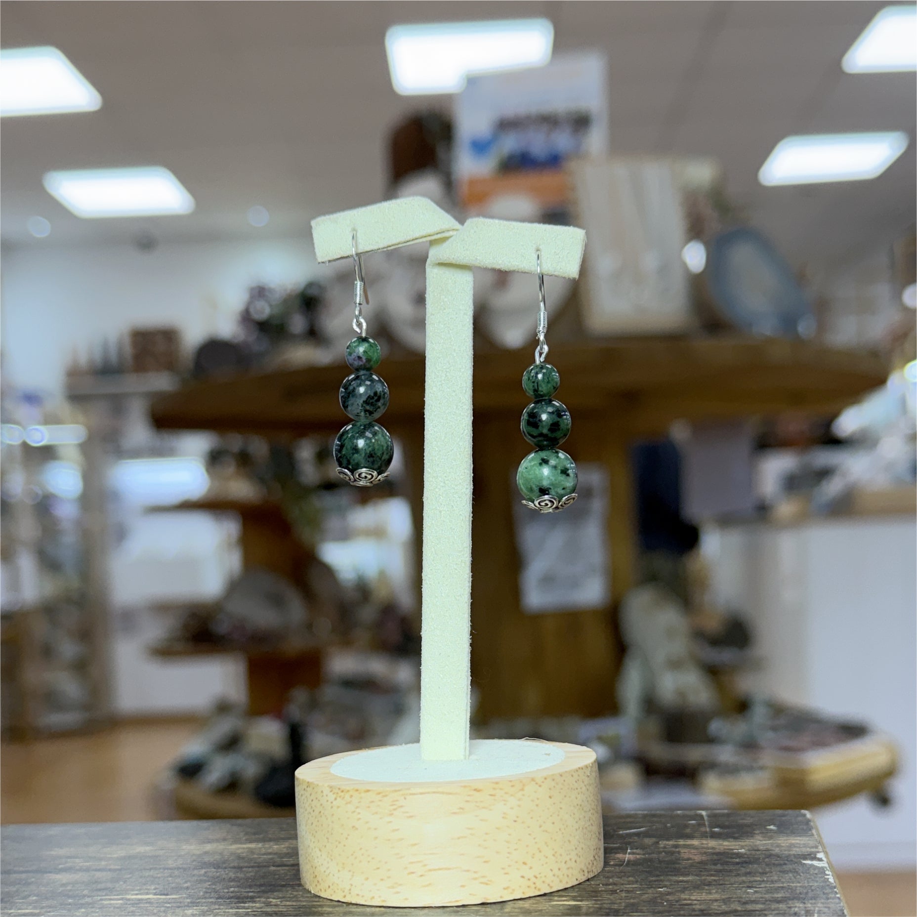 Boucles D'oreilles Rubis Sur Zoïsite Argent 925 - 7