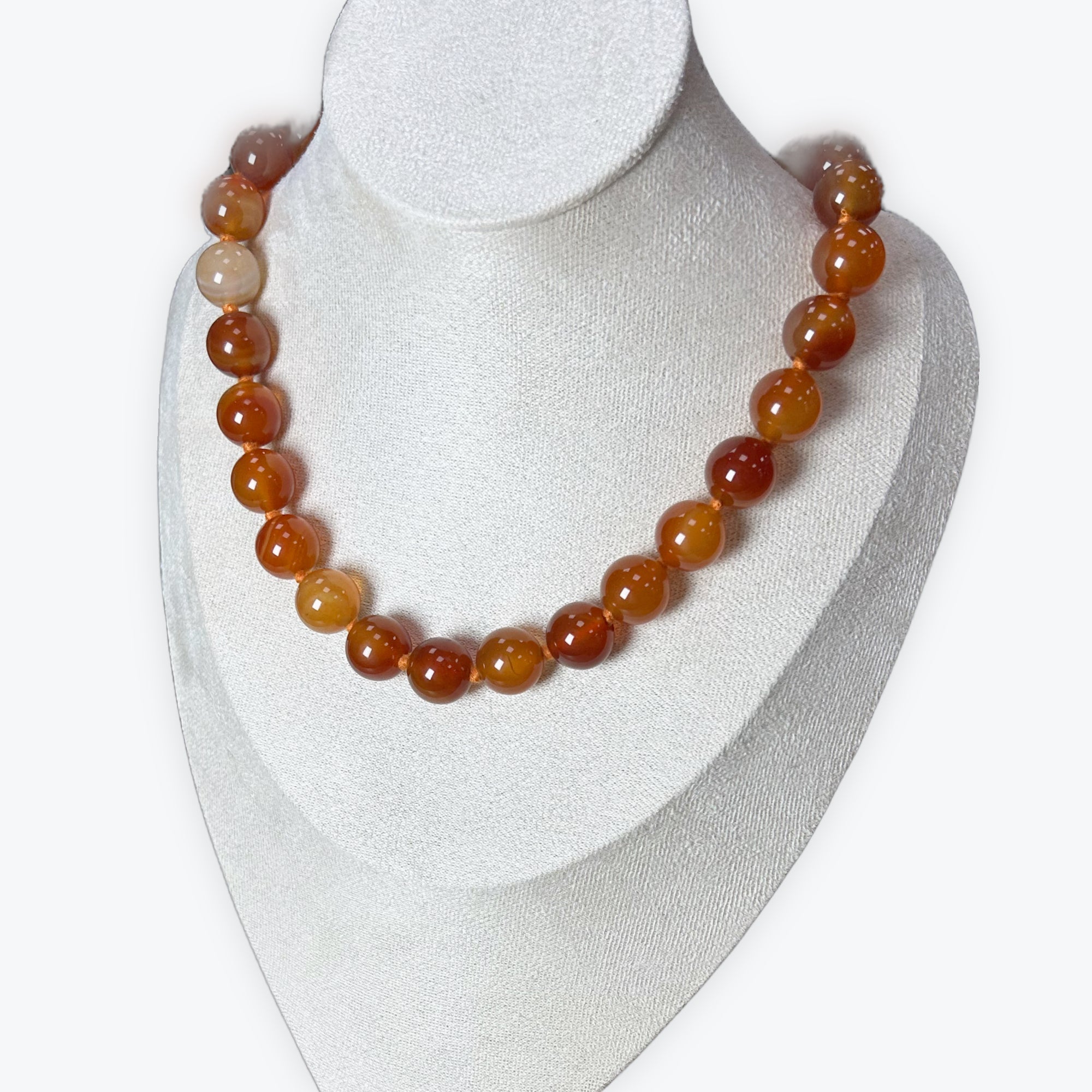 Collier Cornaline | 14mm Fermoir Acier Inoxydable