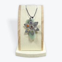 Pendentif Pointe Cristal de Roche Fleur de Vie 7 Chakras - 2