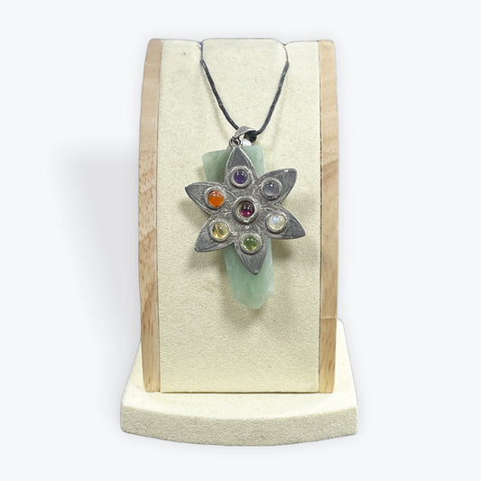 Pendentif Pointe Cristal de Roche Fleur de Vie 7 Chakras - 2