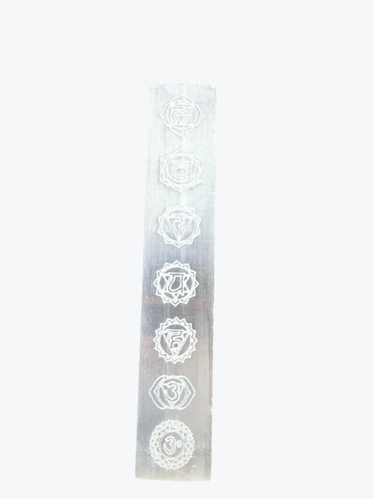Plaque en Sélénite gravé 7 chakras