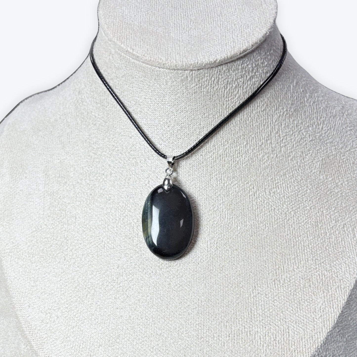 Pendentif | Oeil De Faucon Ovale | Beliere Acier Inox