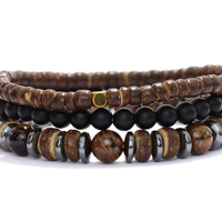 Set Bracelet 3 Pièces Onyx Noir — Méditation Homme