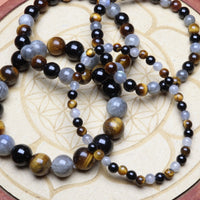 Bracelet Triade Tigre, Obsidienne & Labradorite