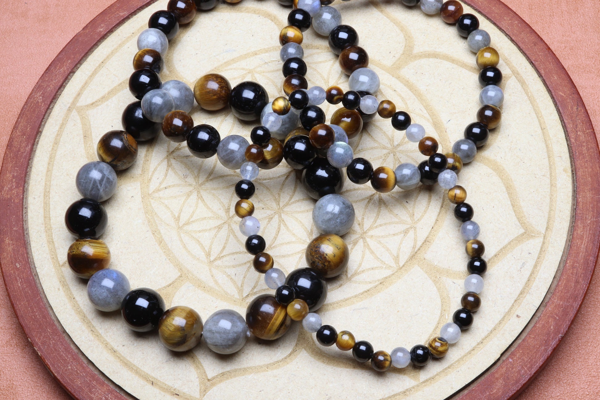 Bracelet Triade Tigre, Obsidienne & Labradorite